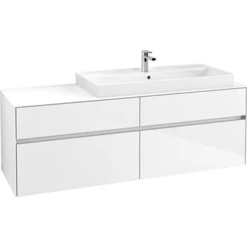Koupelnový nábytek Villeroy & Boch Collaro skříňka pod umyvadlo, 160x50x54,8 cm, otvor vpravo, 4x zásuvka, Glossy White