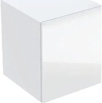 Koupelnový nábytek Geberit Acanto boční skříňka 45,2x52x47,5 cm 1x zásuvka s vnitřní zásuvkou, lakovaná lesk bílá, sklo lesk bílá
