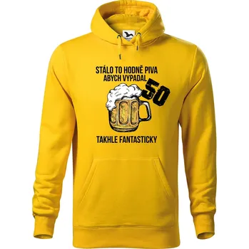 Pánská mikina DOBRÝ TRIKO Pánská mikina s potiskem Hodně piva Velikost pánské mikiny: 4XL, Barva: Žlutá