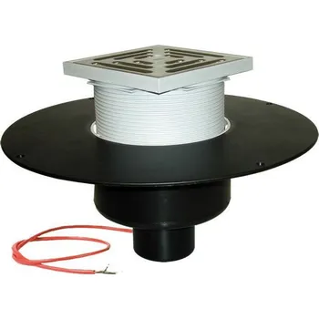 kanalizace HL Střešní vtok DN75 svislý s PP izolační přírubou, s elektrickým ohřevem 10-30W/230V