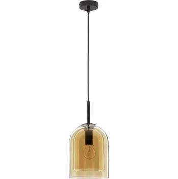 NOVA LUCE závěsné svítidlo VELOR dvouvrstvé šampaň sklo černý kabel černá kovová základna E27 1x12W 230V IP20 bez žárovky 9236730