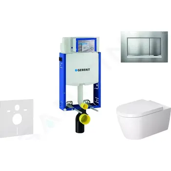 Geberit Kombifix Modul pro závěsné WC s tlačítkem Sigma30, matný chrom/chrom + Duravit ME by Starck - WC a sedátko, Rimless, SoftClose, 110.302.00.5 NM7