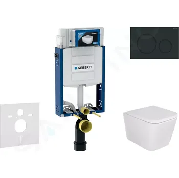 Geberit Kombifix Set předstěnové instalace, klozetu Arkas I a sedátka softclose, tlačítko Sigma20, matná černá/černá, SANI15CA5126