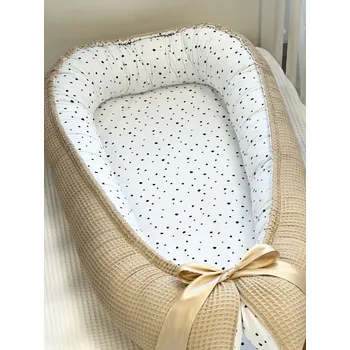 Hnízdečko pro miminko Oboustranné hnízdečko pro miminko - vaflové béžové s puntíky