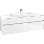 Villeroy & Boch Collaro skříňka pod umyvadlo, 160x50x54,8 cm, otvor uprostřed, 4x zásuvka, Glossy White