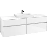 Villeroy & Boch Collaro skříňka pod umyvadlo, 160x50x54,8 cm, otvor uprostřed, 4x zásuvka, Glossy White