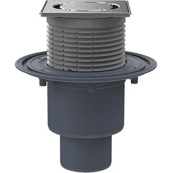 Odvodňovací žlab HL Podlahová vpust, svislý odtok DN50/75/110, z.u. Primus blue (suchý sifon), nástavec s rámem 121x121 mm Klick-Klack/115x115 mm, nerez