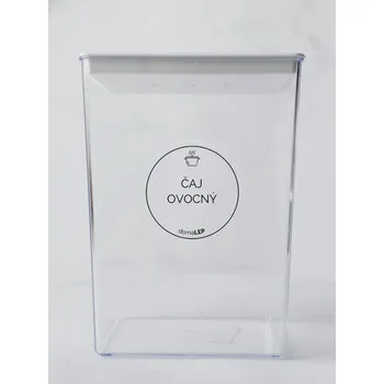 Samolepící etiketa ČAJ OVOCNÝ – průhledná samolepka na dózu, základní písmo, 5 cm | DomaLEP