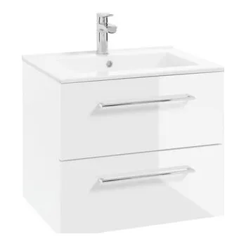 Koupelnový nábytek kielle Vega Skříňka včetně umyvadla, 60x50x46 cm, 2 zásuvky, lesklá bílá