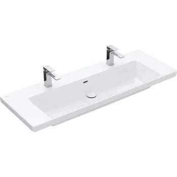 Umyvadlo Villeroy & Boch Subway 3.0 umyvadlo 130x47 cm, 2 otvory pro baterii, s přepadem, bílá Alpin