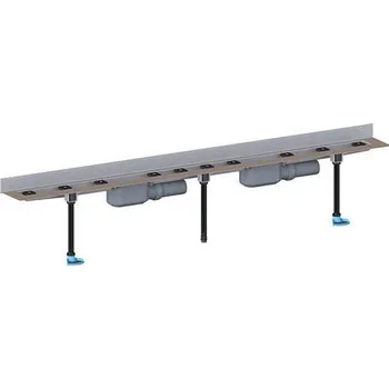 Odvodňovací žlab HL Plochý nerezový žlab k zabudování ke stěně včetně dvou odtoků DN50, bez krytu žlabu, délka 900mm