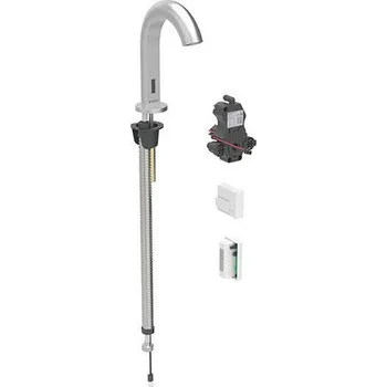 Vodovodní baterie Geberit Piave umyvadlová stojánková baterie se směšovačem, napájení z generátoru, pro funkční box pod omítku, nerez kartáčovaná easy-to-clean