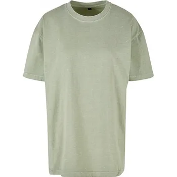 Dámské tričko Build Your Brand Dámské pevné oversize triko se sepraným efektem 220 g/m Barva: zelená šalvěj, Velikost: XL BY270