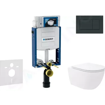 Geberit Kombifix Set předstěnové instalace, klozetu Oudee Vortex a sedátka softclose, tlačítko Sigma30, černá lesk/černá mat, SANI15CA5142
