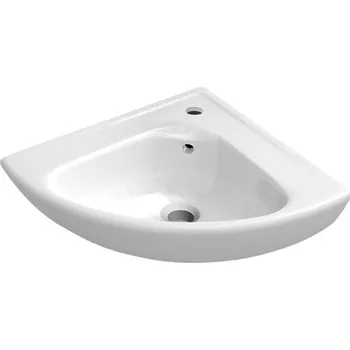 Umyvadlo Villeroy & Boch O.novo rohové umývátko Compact 55x41,5 cm, otvor pro baterii, s přepadem, CeramicPlus, bílá Alpin