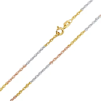 Šperk Zlatý řetízek Singapur ze žlutého, bílého a růžového zlata - 1,7 mm