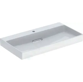Umyvadlo Geberit ONE Umyvadlo 90x48x14 cm, skrytý přepad, s otvorem pro baterii, vodorovný odtok, KeraTect, bílá, 505.038.00.1