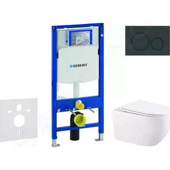 Geberit Duofix Set předstěnové instalace, klozetu Gaia a sedátka softclose, tlačítko Sigma20, černá lesk/černá mat, SANI11CA5137
