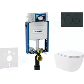 Geberit Kombifix Set předstěnové instalace, klozetu Oudee Vortex a sedátka softclose, tlačítko Sigma20, černá lesk/černá mat, SANI15CA5143