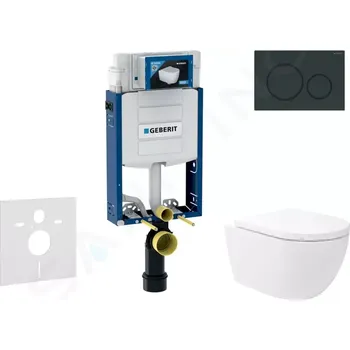 Geberit Kombifix Set předstěnové instalace, klozetu Oudee Vortex a sedátka softclose, tlačítko Sigma20, černá lesk/černá mat, SANI15CA5138