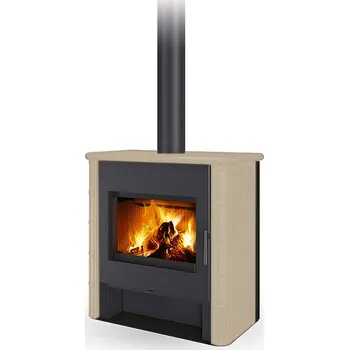 Krbová kamna ROMOTOP TELDE keramika rustik slonová kost 92360 - krbová kamna s teplovodním výměníkem