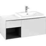 Villeroy & Boch Subway 3.0 skříňka pod umyvadlo s osvětlením 100,1x51,6x42,25 cm, 2x zásuvka, umyvadlo vpravo, Brilliant White