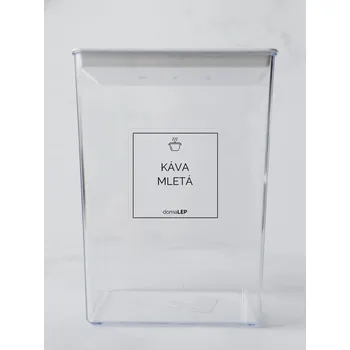 Samolepící etiketa KÁVA MLETÁ - omyvatelná samolepka na dózu, výběr rozměrů Ø 5 cm / 5 x 5 cm / 6 x 8 cm | DomaLEP