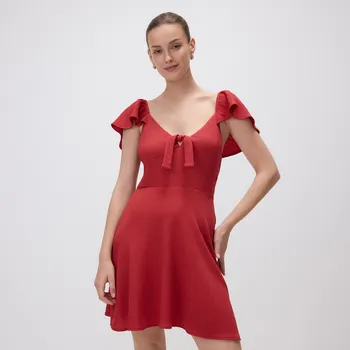 Dámské šaty Reserved - Mini šaty s vázáním - červená - WP842-33X - WP842-33X-XL