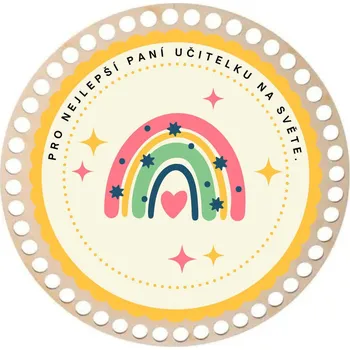 Podtácek Dřevěný podtácek k obháčkování - Pro nejlepší učitelku Zvolte variantu: 10 cm