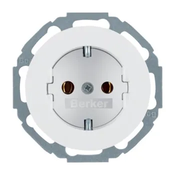Elektrická zásuvka Zásuvka SCHUKO, natočení o 45°, Berker R.1/R.3/R.8 Barva: Bílá, Povrch: Lesk
