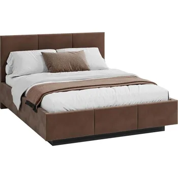 Postel Čalouněná postel AVEIRO 120x200 s kovovým zdvižným roštem HNĚDÁ