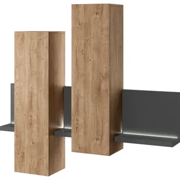 Obývací stěna MOB Bilsby Typ 04 (dub ribbec + šedá)