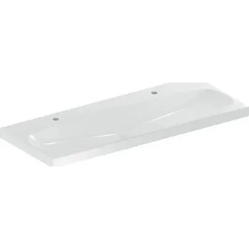 Umyvadlo Geberit Acanto umyvadlo 120x48 cm, 2x otvor pro baterii, bez přepadu, KeraTect, bílá