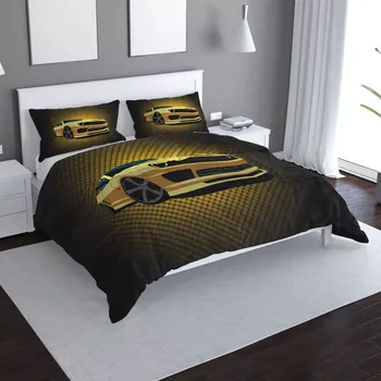 Povlečení Saténové povlečení Chevrolet Camaro Žlutá mřížka - Sablio - 140x200 / 90x70