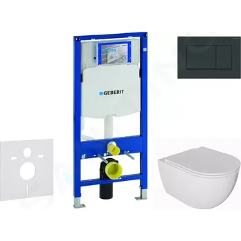 Geberit Duofix Set předstěnové instalace, klozetu Oudee a sedátka softclose, tlačítko Sigma30, černá lesk/černá mat, SANI11CA5130