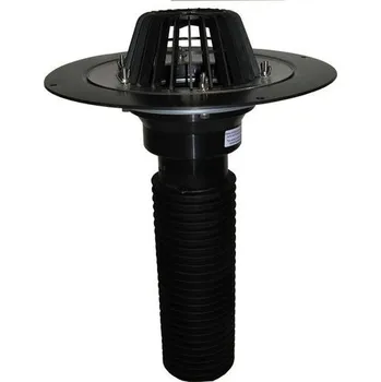 Kanalizační potrubí HL Renovační střešní vtok s pevnou přírubou a izolační svorkou pro DN160, záchytný koš