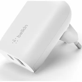 Belkin BOOST CHARGE Duální 37W Power Delivery PPS nástěnná nabíječka (USB-C 25W + USB-A 12W), bílá