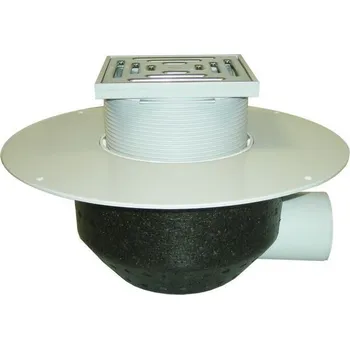 Kanalizační potrubí HL Střešní vtok DN110 s ležatým odtokem s PVC izolační přírubou, tepelně izolovaný