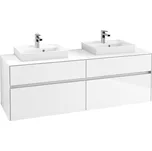 Villeroy & Boch Collaro skříňka pod umyvadlo, 160x50x54,8 cm, 2 otvory, 4x zásuvka, Glossy White