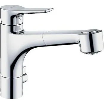 Vodovodní baterie Kludi Mix dřezová jednopáková baterie DN 15, výsuvná sprška, s multipřípojkou, chrom