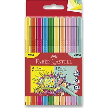 FABER-CASTELL Dětské fixy Grip Neon a Pastel, 10 barev