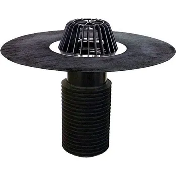 Kanalizační potrubí HL Renovační střešní vtok pro DN160 s asfaltovou manžetou, záchytný koš