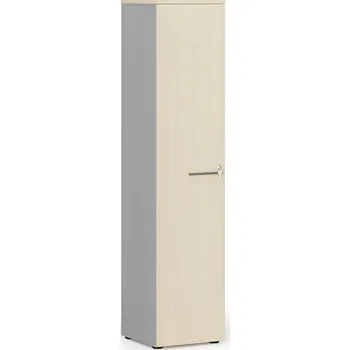 Policová skříň B2B Partner Úzká kancelářská skříň PRIMO GRAY, 400 x 420 x 1781 mm, šedá/bříza