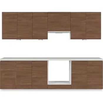 Kuchyňská linka Kuchyň SOLE 260 cm, s vybavením, bílá alpská/ořech lincoln - doprava zdarma - SLEVA 3% s kodem radost25