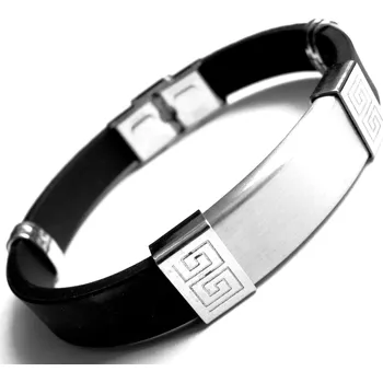 Náramek Steel Jewelry Náramek z chirurgické oceli a kaučuku NR180223 dárkové balení zdarma