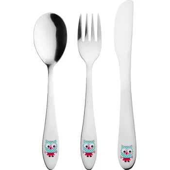 Příbor Jídelní dětské příbory SOVA 3 díly (akční sada 3 ks)