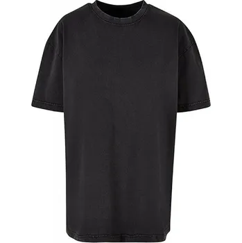 Build Your Brand Dámské pevné oversize triko se sepraným efektem 220 g/m Barva: Černá, Velikost: 3XL BY270