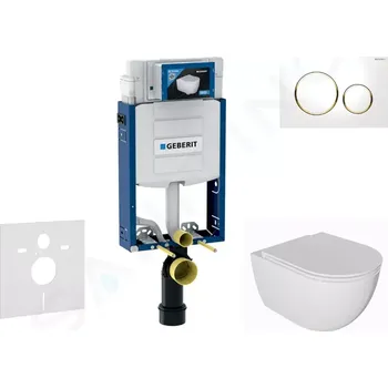 Geberit Kombifix Set předstěnové instalace, klozetu Oudee a sedátka softclose, tlačítko Sigma20, bílá/pozlacená, SANI15CA3122