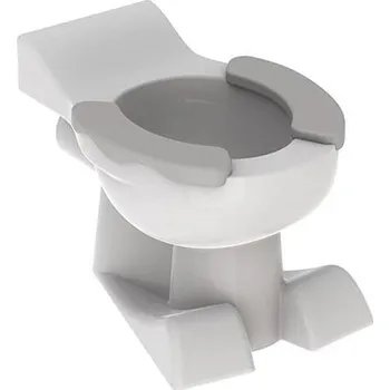 Klozet Geberit Bambini stojící dětský klozet 50 cm, hluboké splachování, design lvích tlap, s potahy sedátka achátová šedá, bílá