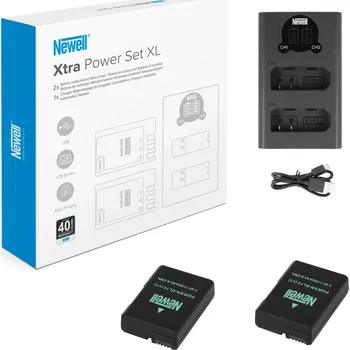 Dvoukanálová nabíječka a dvě baterie EN-EL14 / EN-EL14A Newell DL-USB-C pro Nikon